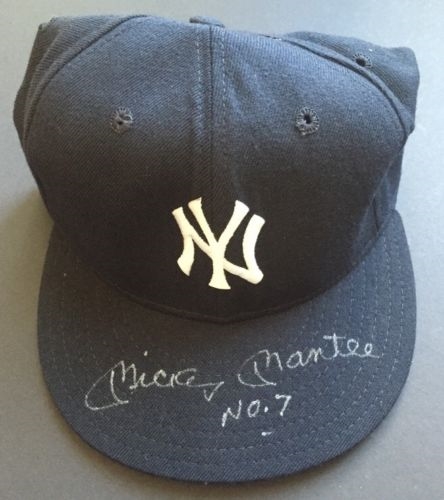 MICKEY MANTLE Signed Ins #7 New Era AUTHENTIC Yankees Hat Mint Autograh, Psa Dna