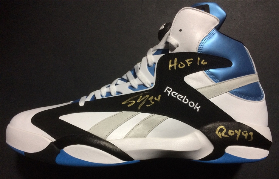 Shaquille ONeal Signed Shaq Size 22 Sneaker Auto Ins. HOF 16 & ROY 93. Steiner COA