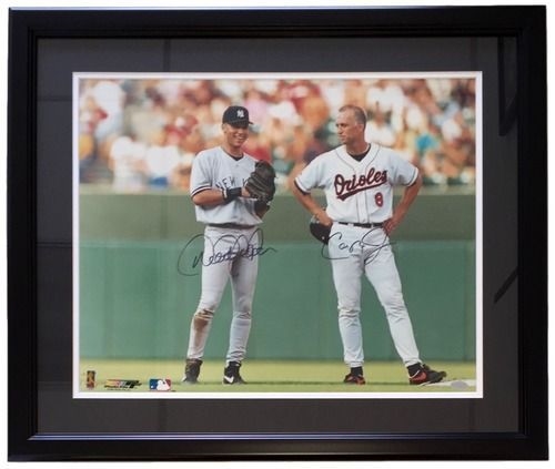 DEREK JETER & CAL RIPKEN JR DUAL SIGNED CUSTOM FRAMED 20X20 PHOTO MLB CERTIFIED