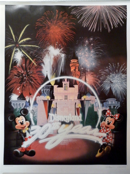 1985 Disneyland 30th Anniversary Charles Boyer Autographed Pencil Signed and Numbered Lithograph Print