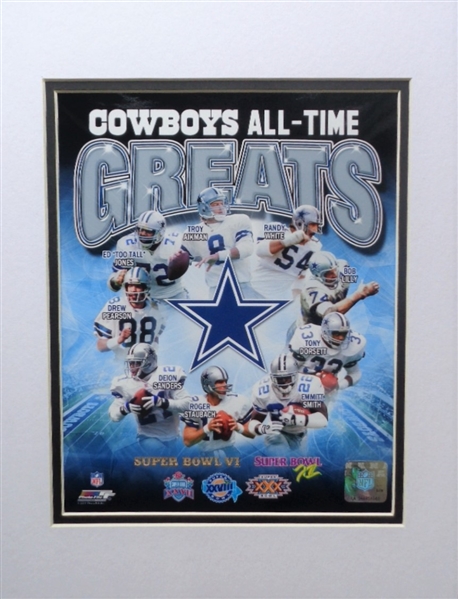 Dallas Cowboys All-Time Greats Matted Framed 8x10 Photo Collage Celebrating 5 Superbowl Wins