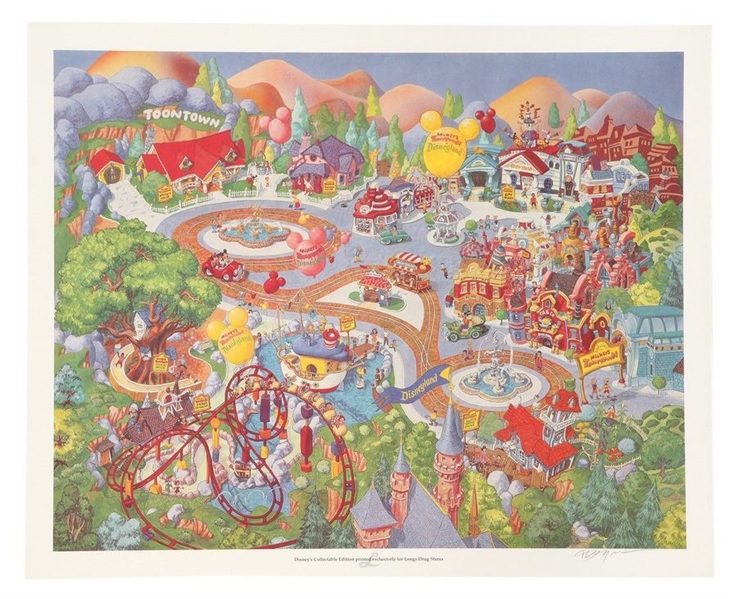 "Mickeys Toontown" Art Print Exclusive for Longs Drug Stores by Artist Charles Boyer No Reserve