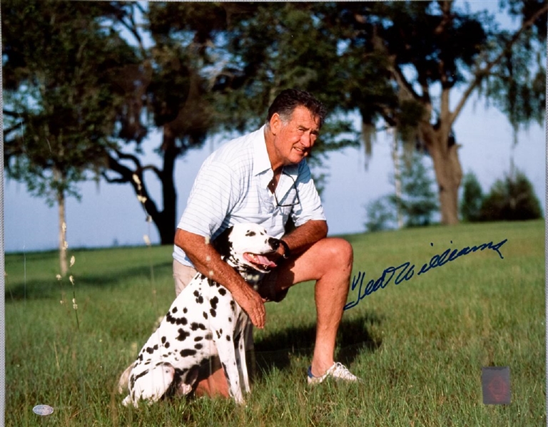 Ted Williams Boston Red Sox Signed 16x20 w/ his Dog Slugger Photo PSA LOA & Green Diamond-Williams Hologram attached