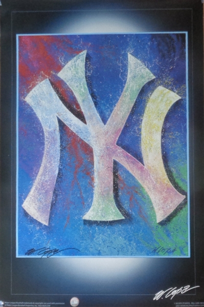 NY Yankees Logo Fine Art Print by Renown Sports Artist Bill Lopa hand signed by Lopa MLB Licensed NO RESERVE