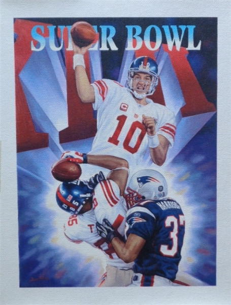 NY Giants Super Bowl XLVI vs Patriots "The Helmet Catch" Fine Art Giclee on Canvas