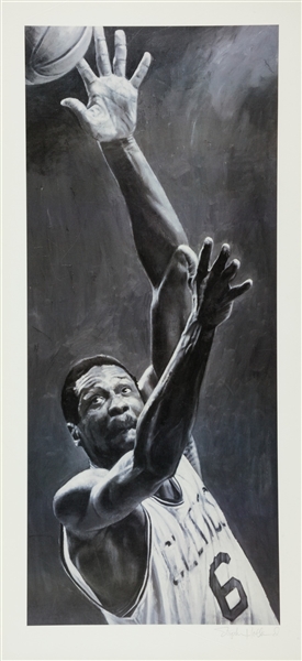 Bill Russell Celtics 30.5" x 28" Lithograph Signed by World Renown Artist Stephen Holland NO RESERVE