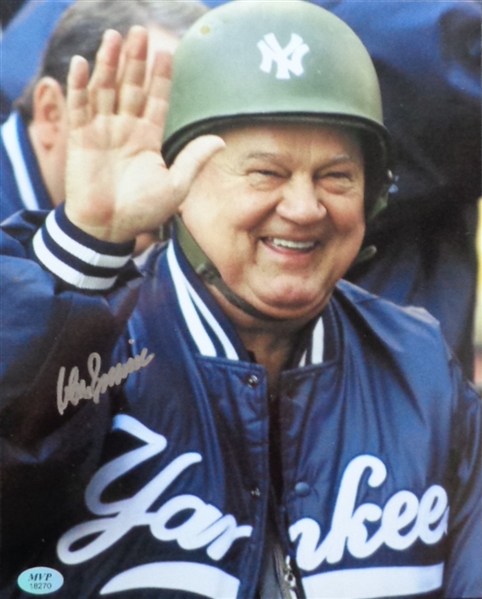 Don Zimmer Signed Photo 16x20 4 Time Champs Inscrip Army Helmet