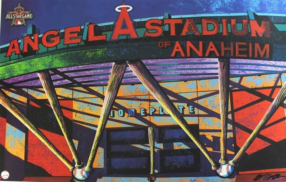 Angel Stadium 2010 AS Game Lithograph by Renowned Sports Artist Bill Lopa Who Signed it MLB Licensed NO RESERVE