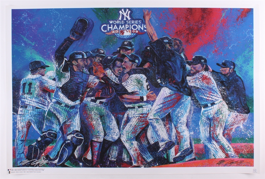 "2009 Yankees World Series" 36x24" Lithograph Signed by Artist Bill Lopa MLB Licensed NO RESERVE
