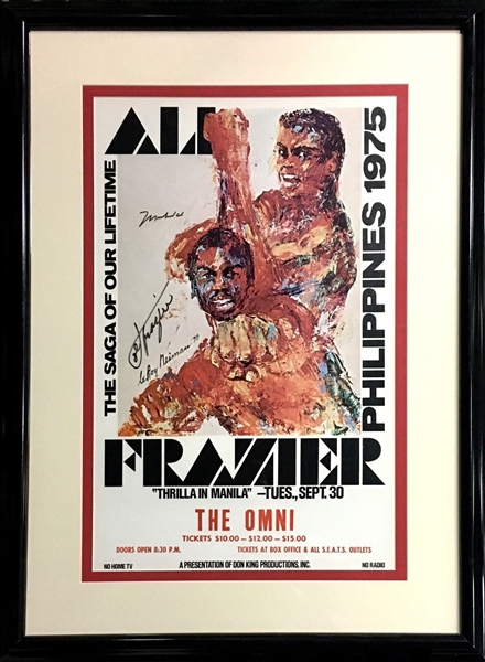 Muhammad Ali Joe Frazier Signed Leroy Neiman "Thrilla in Manila" Fight Poster COA