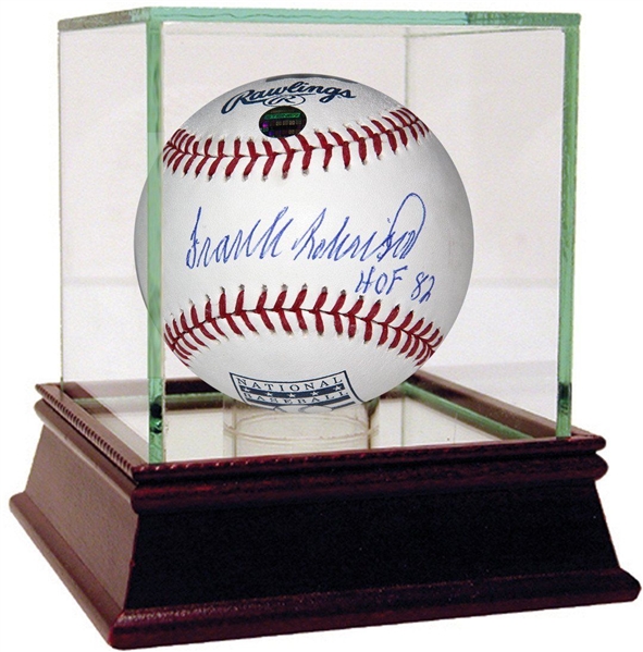 Frank Robinson Signed MLB Hall of Fame Logo Baseball w/ HOF 82 Insc Steiner Authenticated 