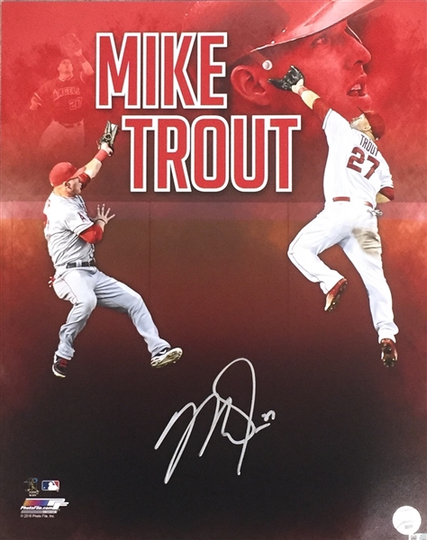 MIKE TROUT ANGELS SUPERSTAR SIGNED 16X20 COLLAGE PHOTO MLB Authenticated