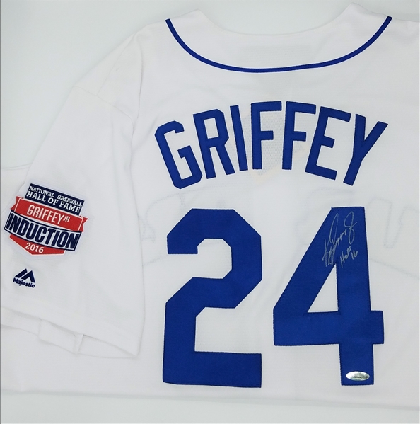 Ken Griffey Jr Mariners White 89 Throwback Jersey with "HOF 16" Inscription & Patch Tristar Authenticated