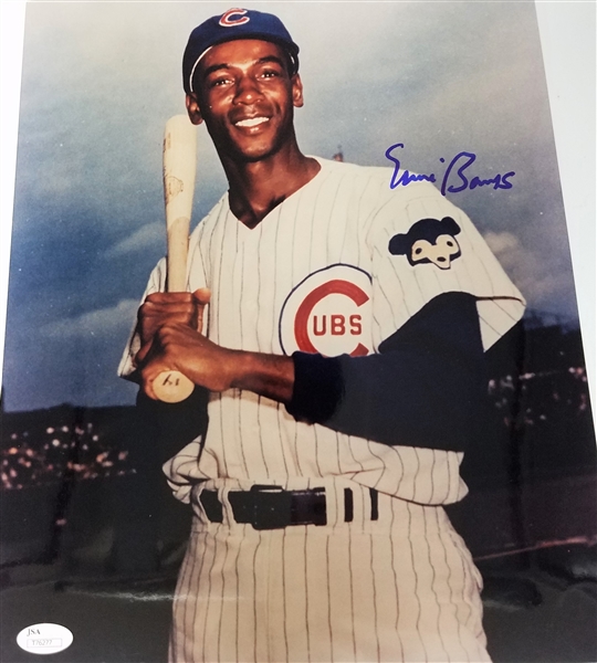 Mr Cub Ernie Banks Signed Vertical 11x14 Photo Holding Bat JSA and/or MLB Authenticated