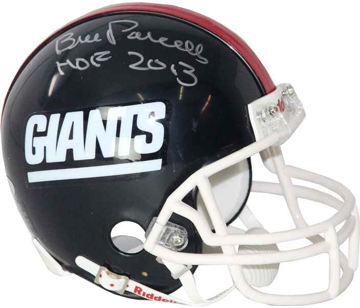 Bill Parcells Signed Giants Mini Helmet w/ HOF Insc