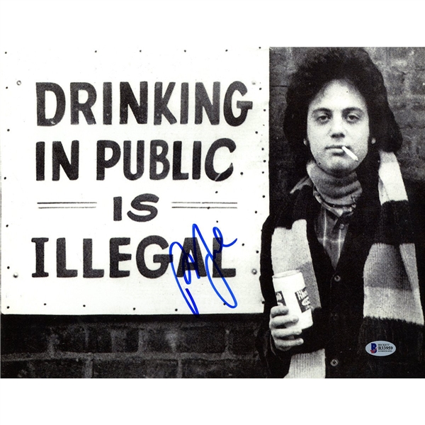 Billy Joel Signed 11x14 Drinking in Public is Illegal Photo Beckett
