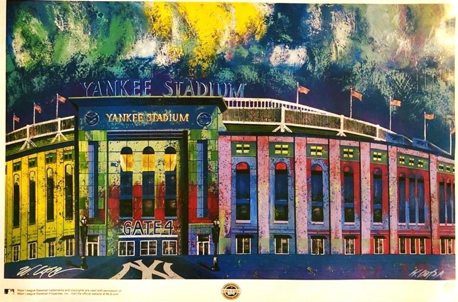 Original Yankee Stadium Lithograph Hand Signed by Artist Lopa MLB Licensed No Reserve