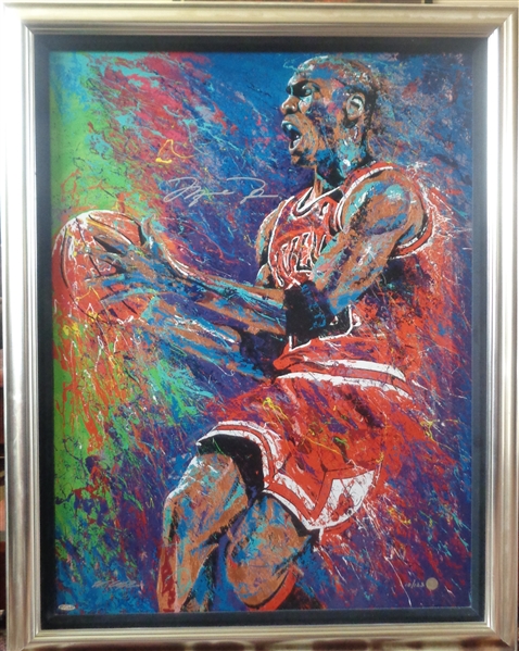 Michael Jordan Signed Framed Fine Art Giclee Magnificently Created by Artist Bill Lopa LE /123 UD Certified