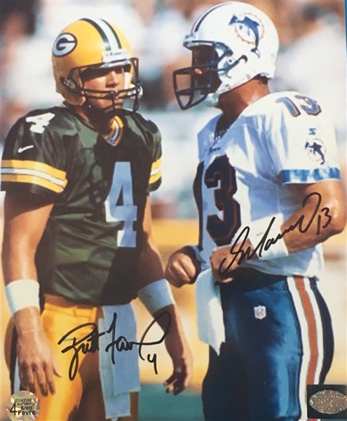 Two Legends Autos on One Pic BRETT FAVRE & DAN MARINO Authentic Hand Signed 8x10 Photo RARE No Reserve
