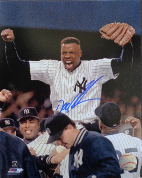 NY Yankees Doc Gooden Signed "Being Carried Off Field After No Hitter Game" 8x10 Photo No Reserve