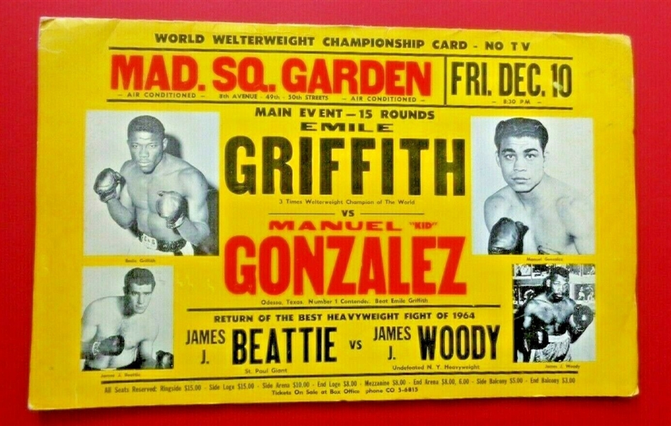 1965 Emile Griffith vs Manuel "Kid" Gonzalez Original Press Kit Media Guide RARE No Reserve
