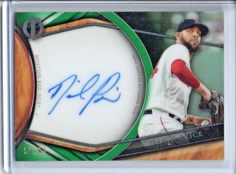 David Price Red Sox Pitcher 2018 Topps Tribute Autographs Green AUTO on Card 52/99 No Reserve