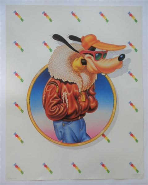 Vintage 1986 "Top Dog" Goofy Poster Walt Disney No Reserve