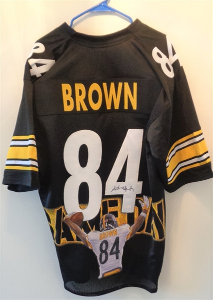 STEELERS ANTONIO BROWN SIGNED ORIG 1 OF A KIND PAINTED XL JERSEY BY ARTIST DOO S. OH JSA