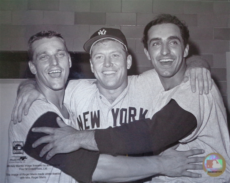 Mickey Mantle Roger Maris & Joe Pepitone Vintage 8x10 Photo MLB Licensed No Reserve