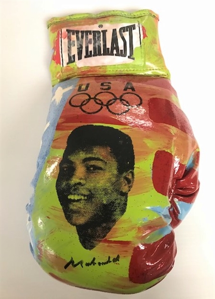 Original Hand Painted Steven Kaufman Muhammad Ali Signed Boxing Glove Pair 1960 Olympics LE /250 NO RESERVE!!!