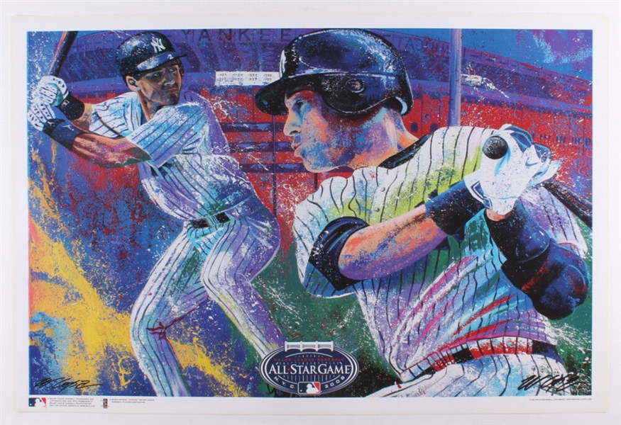 Derek Jeter 2008 AS Game at Yankee Stadium Lithograph Signed by Artist Bill Lopa No Reserve 