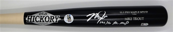 Mike Trout Autographed "14, 16 AL MVP" Inscription Game Model Old Hickory Bat MLB CERTIFIED