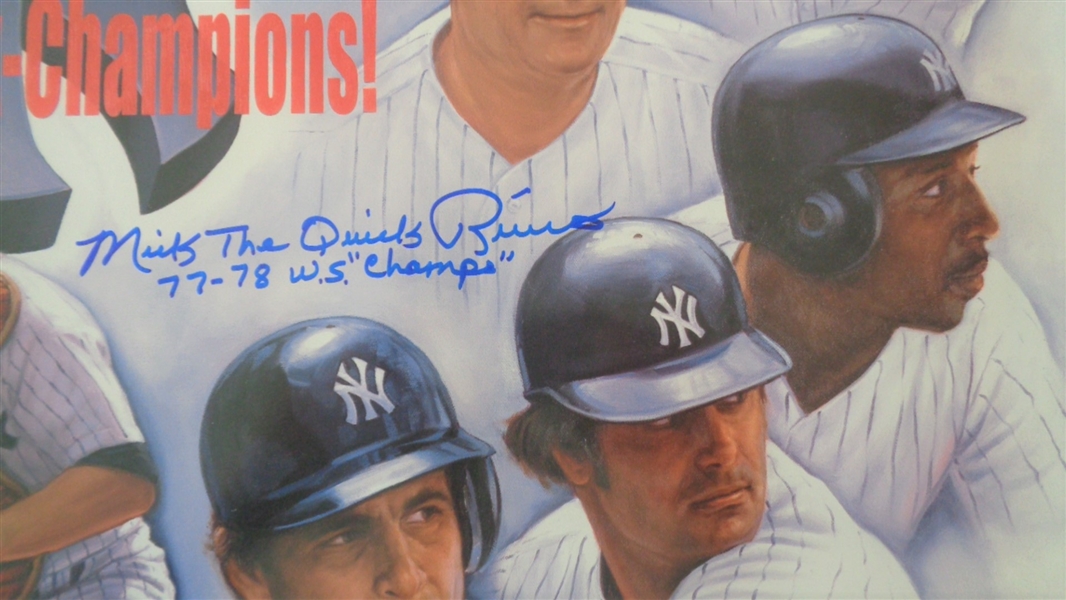 "Back To Back Champs"  1977-78 Yankees Lithograph Hand Signed by Mickey Rivers NO RESERVE