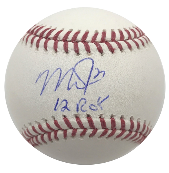 Mike Trout Autographed OML Baseball with "12 ROY" Inscription MLB Authenticated