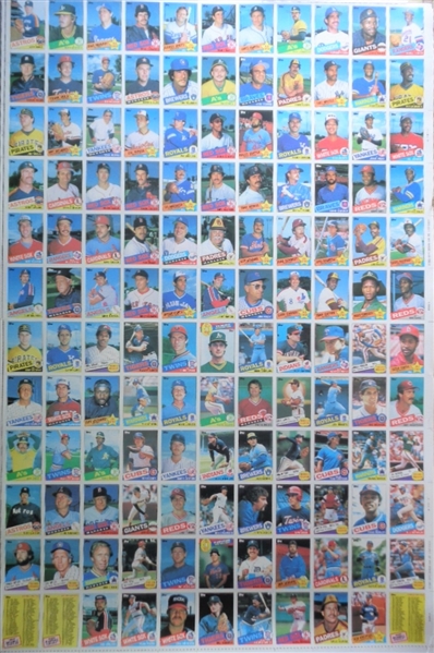 1985 TOPPS BASEBALL FULL UNCUT SHEET WITH CLEMENS RC! W/MANY OTHER SUPERSTARS ~ LOOK & READ NAMES! NR