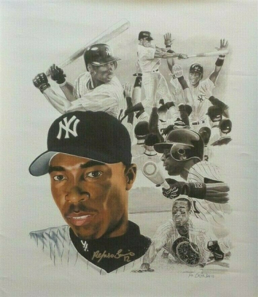 Alfonso Soriano Yankees Signed Giclee on Canvas by Artist Ken Branch 03 PIFA Certified