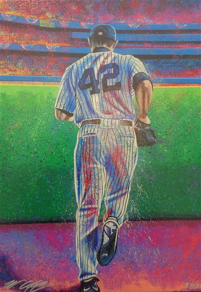 "Enter Sandman" HOFer Mariano Rivera Giclee on canvas by Sports Artist Bill Lopa LE/200 Signed by Lopa NO RESERVE