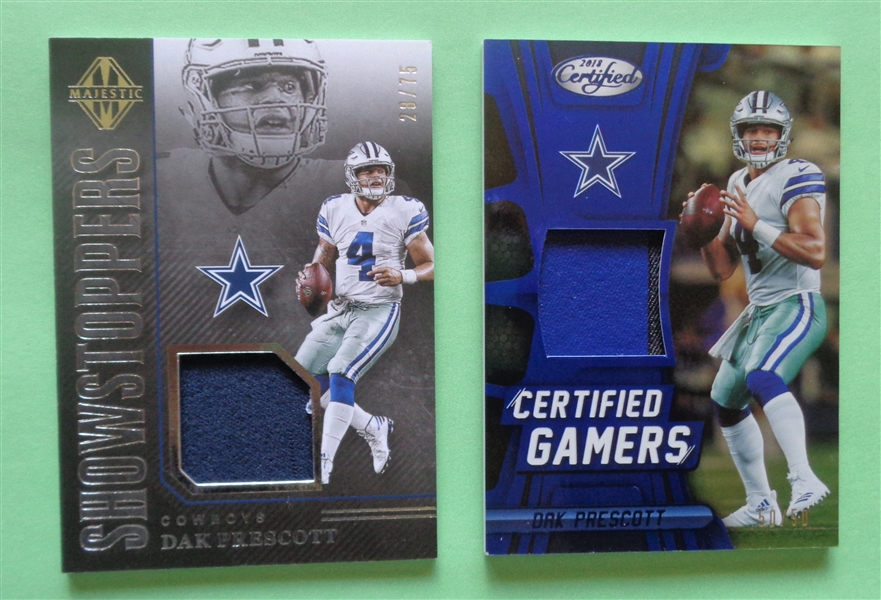 THE COWBOYS ARE HOT! (2) Dak Prescott Game Worn Material Cards Both are Limited Edition NO RESERVE