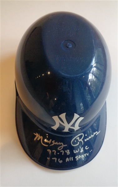 Mickey Rivers Signed Full Size Yankees Style Helmet w/inscriptions 77-78 WSC & 76 All-Star PIFA COA No Reserve