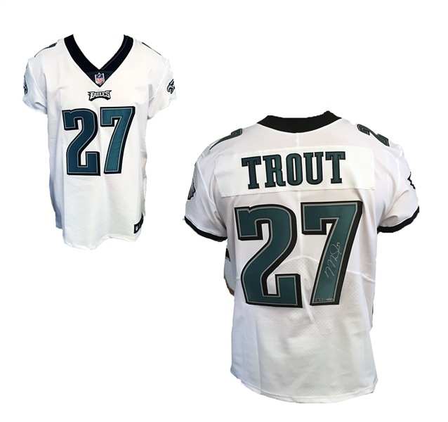 MIKE TROUT ANGELS SUPERSTAR SIGNED PHILADELPHIA EAGLES AUTHENTIC NFL JERSEY MLB CERTIFIED