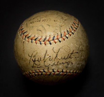 RARE 1931 YANKEES Team Signed Ball With RUTH & GEHRIG both on the Sweet Spot JSA LOA