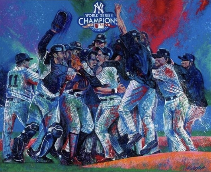 "2009 Yankees World Series" 36x24" Lithograph Signed by Artist Bill Lopa MLB Licensed NO RESERVE
