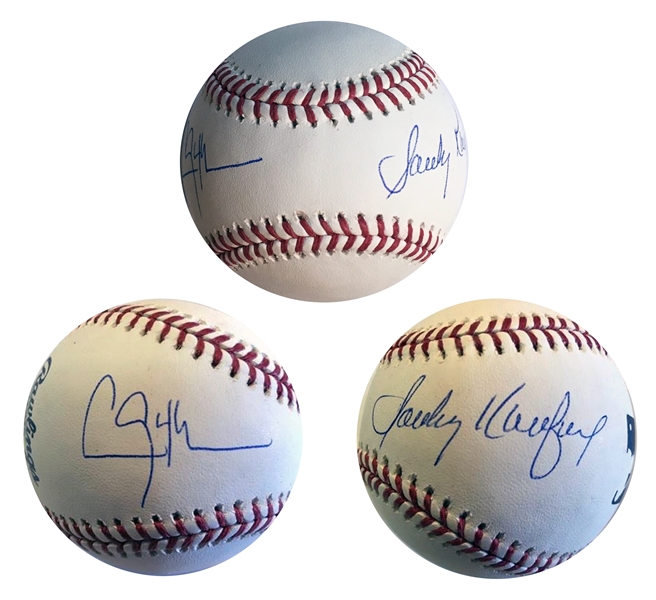 Dodgers Sandy Koufax & Clayton Kershaw Dual Signed OML Baseball MLB Certified 