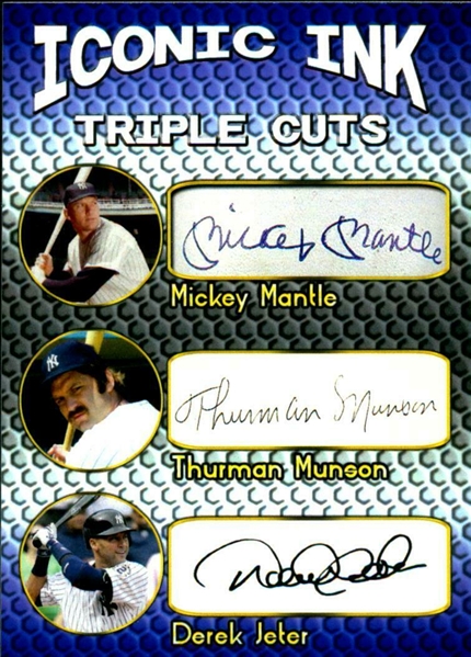 Iconic Ink Mickey Mantle Thurman Munson Derek Jeter Autographs NOTE: FACSIMILE AUTOS No Reserve