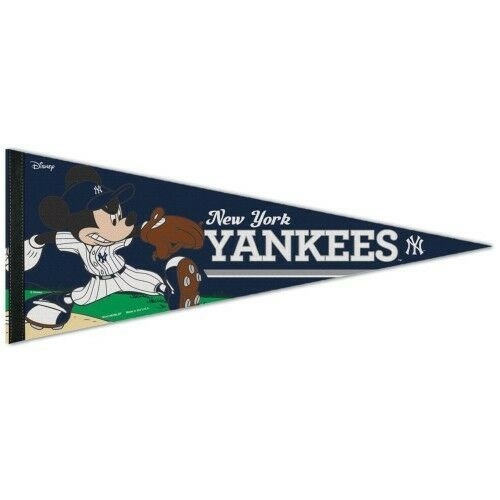 NY YANKEES MICKEY MOUSE DISNEY PREMIUM QUALITY PENNANT / BANNER No Reserve