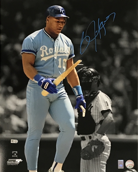 Bo Jackson Autographed 16x20 Photo (Breaking Bat) - Beckett & MLB Authentication