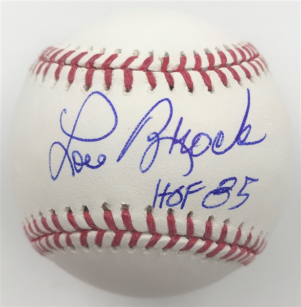 Lou Brock Cardinals Signed OML Baseball w/HOF inscribed MLB Authenticated