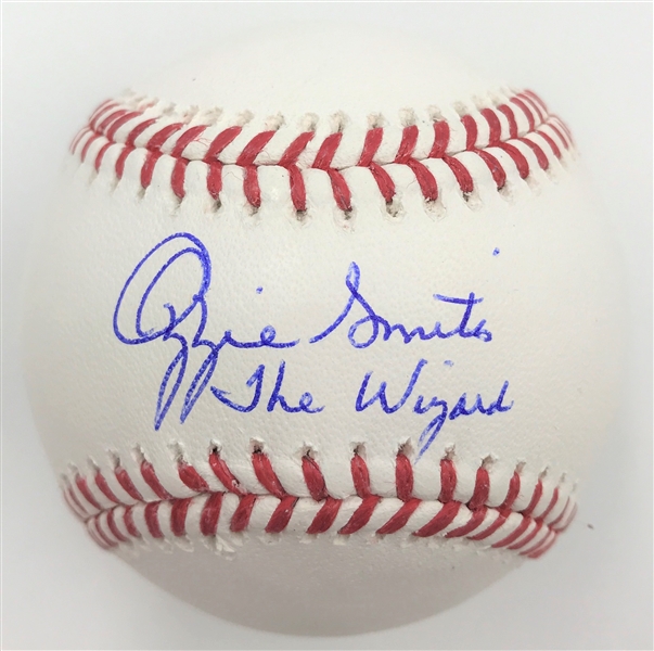 HOFer Ozzie Smith Signed OML Baseball with "The Wizard" Inscription MLB Authenticated
