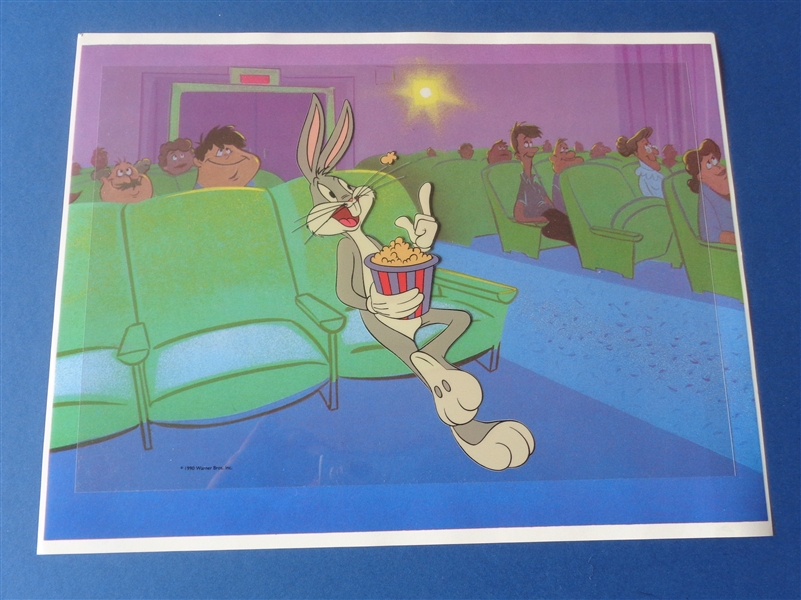 Bugs Bunny 50th Anniversary Animation Art Eating Popcorn Movie Theater Sericel No Reserve