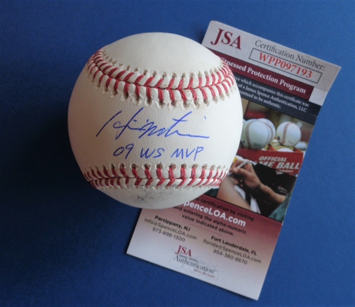  Hideki Matsui Signed OML Baseball w/2009 Yankees WS MVP Inscription JSA COA No Reserve